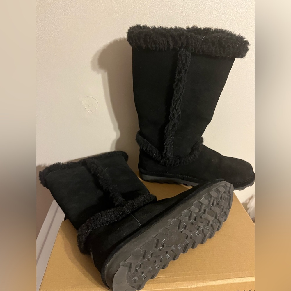 BearPaw Black Fur-Lined Winter Boots